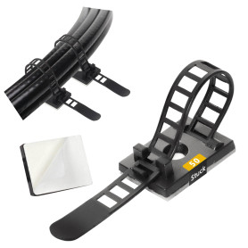 GPtzlei 50 Attaches Câbles Réglables Réutilisables, Clips de Gestion Câble Auto-Adhésifs en Nylon avec Adhésif Fort - Organiseur GPtzlei 50 Attaches Câbles Réglables Réutilisables