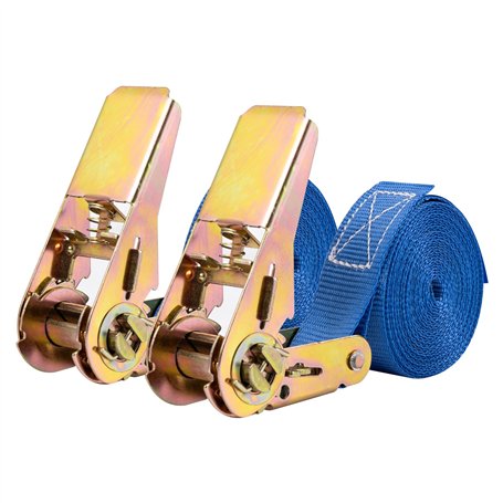 Lot de 2 Sangles d'arrimage à cliquet de 4 m - Robustes - avec cliquet - pour Transport de matériel