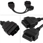 Yctze pour câble y OBD Câble d'extension OBD2, Voiture 16 Broches OBD2 OBDII mâle à Double Femelle Adaptateur Y-Splitter câble d
