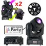 Party Light & Sound - Pack 3 Jeux de lumière - 2 Lyres PARTY-SPOT DMX Gobos 10W - 1 Jeu de Lumière "4en1" Astro Strobo Lumière n