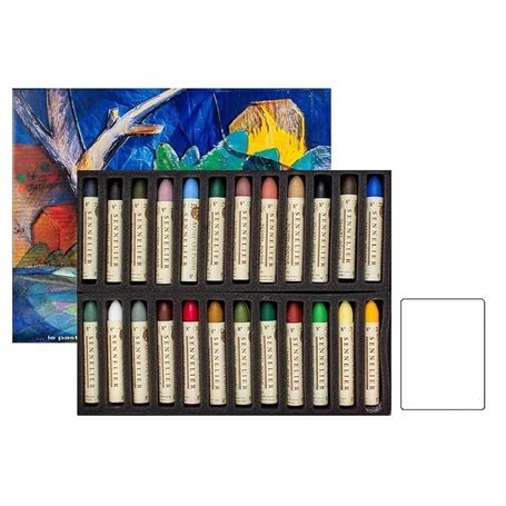 Sennelier Pastels à Huile 24 Couleurs Paysage - Made in France et 1 Cartes Postales
