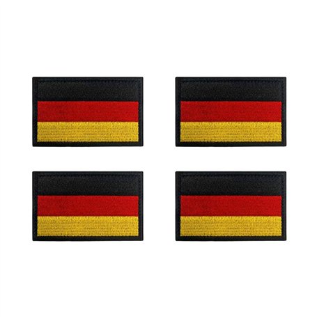Lot de 4 mini écussons brodés avec velcro - Motif drapeau de l'Allemagne - Pour vêtements