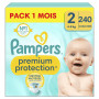 Pampers Premium Protection, Taille 2, 240 Couches, 4-8kg, Double Protection pour la peau et contre les fuites Avec Poche Stop & 