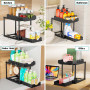 ARSTPEOE Rangement Sous Évier - 2 niveaux organisateur sous evier cuisine, Tiroir Coulissant Cuisine, Rangement Et Organisation 