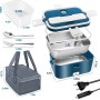 100W Gamelle Chauffante Electrique 1.8 L Chauffage Rapide 12V/24V, 220V/240V, Lunch Box Chauffante Electrique pour la Maison et 