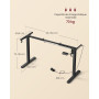 VASAGLE Bureau Électrique Réglable en Hauteur, Cadre de Bureau Assis-Debout, Support de Table, sans Plateau de Table, avec 2 Cro