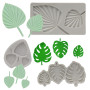 Neikafan Moule Silicone Feuille 3pcs 3D Emporte Pièces Feuille Tropicales, Feuille Moule à Fondant Au Chocolat Set pour Pâte à S