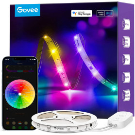 Govee RGBIC Ruban LED 5m, Bande WiFi Bluetooth Multicolore, Contrôlé par APP et Contrôle Segmenté Intelligente Sélection des Cou