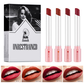 4 PCS Rouge à Lèvres,Set Rouge À Lèvres Mat,Mat Velours,Imperméable Longue Durée,Maquillage pour les lèvres longue durée pour et