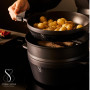 Stone&Stone Set cuisinière à vapeur à induction 24 cm | cuiseur à vapeur de cuisine + grill + cuiseur à vapeur pour aliments à 3