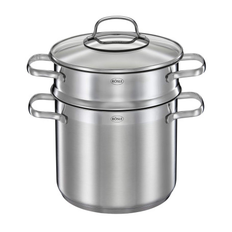 RÖSLE Elegance Faitout pour Pâtes, Marmite Haut de Gamme en Acier Inoxydable pour Préparer Nouilles ou Légumes, 5 Litres, Acier 