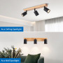 ANWIO Plafonnier Spots, 3 Spots de Plafond Led Intérieurs Base GU10, Luminaires Intérieur Noirs avec Base Rectangulaire en Bois,