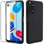 HQ-CLOUD® Coque Silicone NOIR Mat Pour XIAOMI REDMI NOTE 11 4G + 2 Verre trempé Film Protection écran - Anti Rayures - Ultra Rés