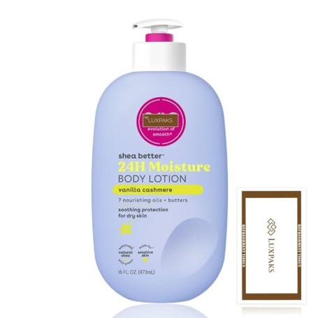 Lingette nettoyante fournie avec une lotion au beurre de karité eos - Hydratant vanille cachemire pour peaux sèches, 473,2 ml - 