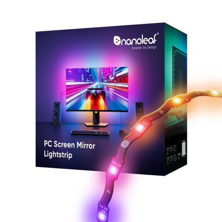 Nanoleaf Ruban LED Zigzag Pour Écran PC 32 Pouces Gaming, Bande Lumineuse RGB Connectée USB-C Découpable de 2,5M Avec Synchronis