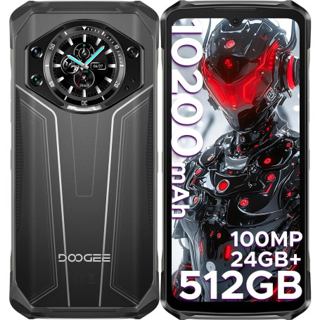 DOOGEE S119 Téléphone Portable Incassable 【2025】 Écran Arrière 1,32'', 24GB+512GB/TF2TB, 10200mAh 33W, 6,72’’ FHD+ IPS, Caméra 1