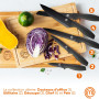 MasterChef Couteaux de Cuisine avec Bloc, Contient : Couteau d'Office Universel, Couteau à Viande et Pain, Couteau de Chef, Acie