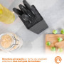 MasterChef Couteaux de Cuisine avec Bloc, Contient : Couteau d'Office Universel, Couteau à Viande et Pain, Couteau de Chef, Acie