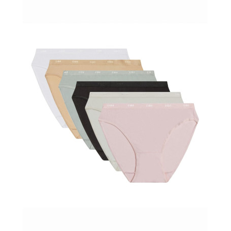 Dim Culottes Femme Lot de 6 | Les Pockets Ecodim Coton | Douceur & Confort | Ceinture Invisible | Multicolores | Style Classique