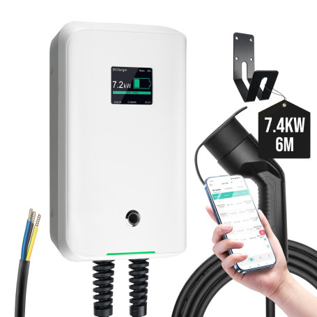 Morec Chargeur ev Type 2 32A 7KW 6M avec APP Prend en Charge la Connexion Standard Bluetooth et WiFi pour la Station de Charge e