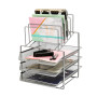 Exerz Grilles métalliques à 3 Couches avec 5 diviseurs. classeur de Papier/Organisateur Multifonctionnel de Bureau. Porte-Docume