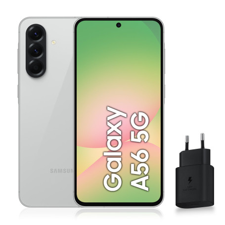 Samsung Galaxy A56 5G, Smartphone Android, 128 Go, Chargeur Secteur Rapide 25W Inclus, Smartphone déverrouillé, Gris, Version FR