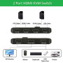 4K@60Hz Commutateur KVM Switch HDMI 2 Port, Switch KVM USB pour brancher 2 PC sur 1 écran & 2 périphériques USB2.0, avec 2 câble