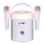 Ibiza - KARAHOME-WH - Enceinte Karaoke Lumineuse sur Batterie, avec Deux micros sans Fil (sur Batterie) - Bluetooth, USB, MicroS