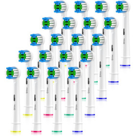 Qitizu Brossette de Rechange Compatible avec Braun Oral-b Brosse à Dents Electriques (20 Blanc, 20 unité (Lot de 1))