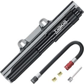 Tiakia Pompe à Vélo Mini Pompe Haute Pression 260PSI Petite Pompe à Main pour Valve Presta Schrader Dunlop, Pompe à Vélo Portabl