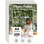 Ditwis 200 Feuilles Papier Photo A4 Brillant, 200 g/m² Papier d'impression adapté pour Photos, Certificats et Brochures