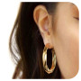 Bestyle Boucles d'oreilles créoles en Acier Inoxydable pour Femmes Argent/plaqué Or/Noir Grosses Boucles d'oreilles Rondes Diamè
