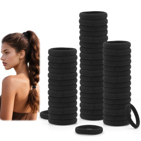 Dreamlover Élastiques à Cheveux, 50 Pièces de Chouchous Cheveux Noirs pour Femmes et Hommes, Attaches pour Queue de Cheval