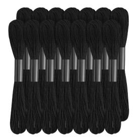 Lot de 14 brins de fil à broder noir de 120 yards en coton pour point de croix, idéal pour les bracelets d'amitié et les travaux