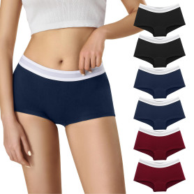Lakpoau Boxer Femme Coton - Shorty Femme Shorts Caleçons Femmes Lot de 6 Boxer Sport Seamless Culotte Basics Shorties Calecon Sh
