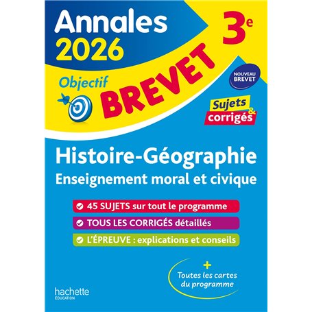 Annales Brevet 2026 - Histoire-géo-EMC 3e - sujets et corrigés