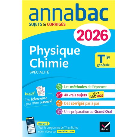Annales du bac 2026 - Annabac Physique-Chimie Tle générale (spécialité)
