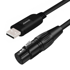Jhoinrch Câble adaptateur d'interface USB vers DMX avec puce FT232R, prend en charge Freestyler/QLC+/Dmxcontrol/MagicQ