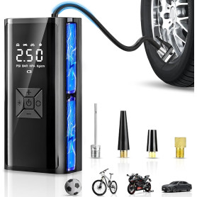 Gonfleur Pneus Voiture Sans Fil, Compresseur à Air Portatif, 150PSI 12V 6000mAh Mini Compresseur Portable avec Lumière LED, Voit