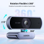 UGREEN Webcam Full HD 1080P 30FPS Caméra USB PC Mise au Point Fixe Deux Micro 360 Degrés Rotation Plug Play Windows MacOS Linux 