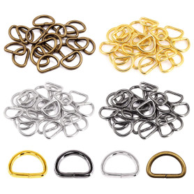 Swpeet Lot de 120 anneaux en D semi-circulaires en métal multi-usages pour sacs, bague, accessoires de bricolage (couleurs mélan