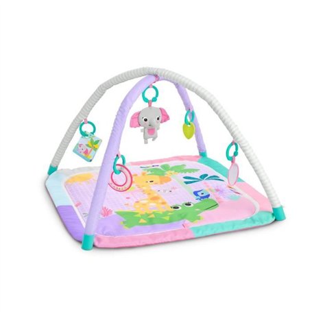 BRIGHT STARTS Tapis de sol éveil bébé évolutif pliable- Jungle Rose- arche avec jouets sensoriels et musicaux