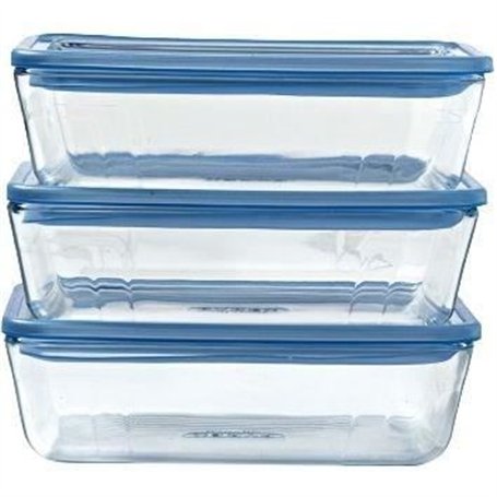 Lot de 3 Boîtes de conservation avec couvercle - PYREX - Zero Plastic - Verre - Rectangulaire - 0