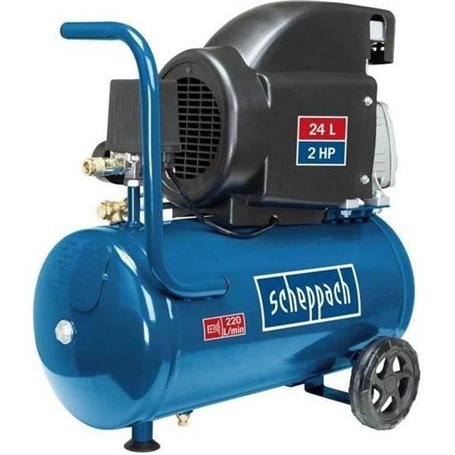 Compresseur d'air horizontal Scheppach HC26 - 24L - 1500 W - 8 bars (Livré avec 280 ml d'huile)