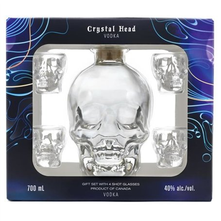 Crystal Head Vodka - Coffret + 4 Verres Shots - Vodka - 70cl - 40