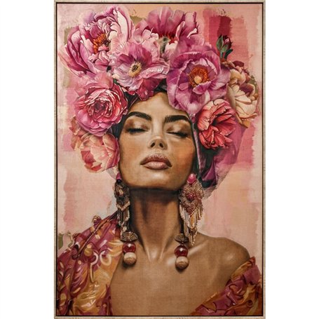 Cadre Home ESPRIT Rose Fleurs Velours Shabby Chic 103 x 4