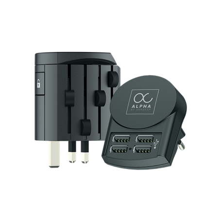 Adaptateur voyage 4 USB A ALPHA Universel Noir Skross