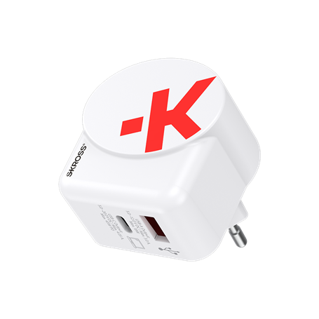 Adaptateur Chargeur Voyage USB A + USB C 45W Power Delivery Europe Blanc Skross