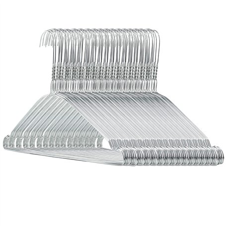 Hangerworld 100 Cintres 40cm Solides en Métal Blanc à Barre Pantalon et Encoches