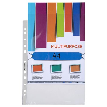 Exacompta - Réf. 5750E - Sachet de 100 pochettes perforées en Polypropylène lisse - Epaisseur 7